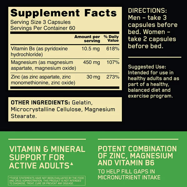 Optimum Nutrition Zinc Magnesium Aspartate (90 Cps)